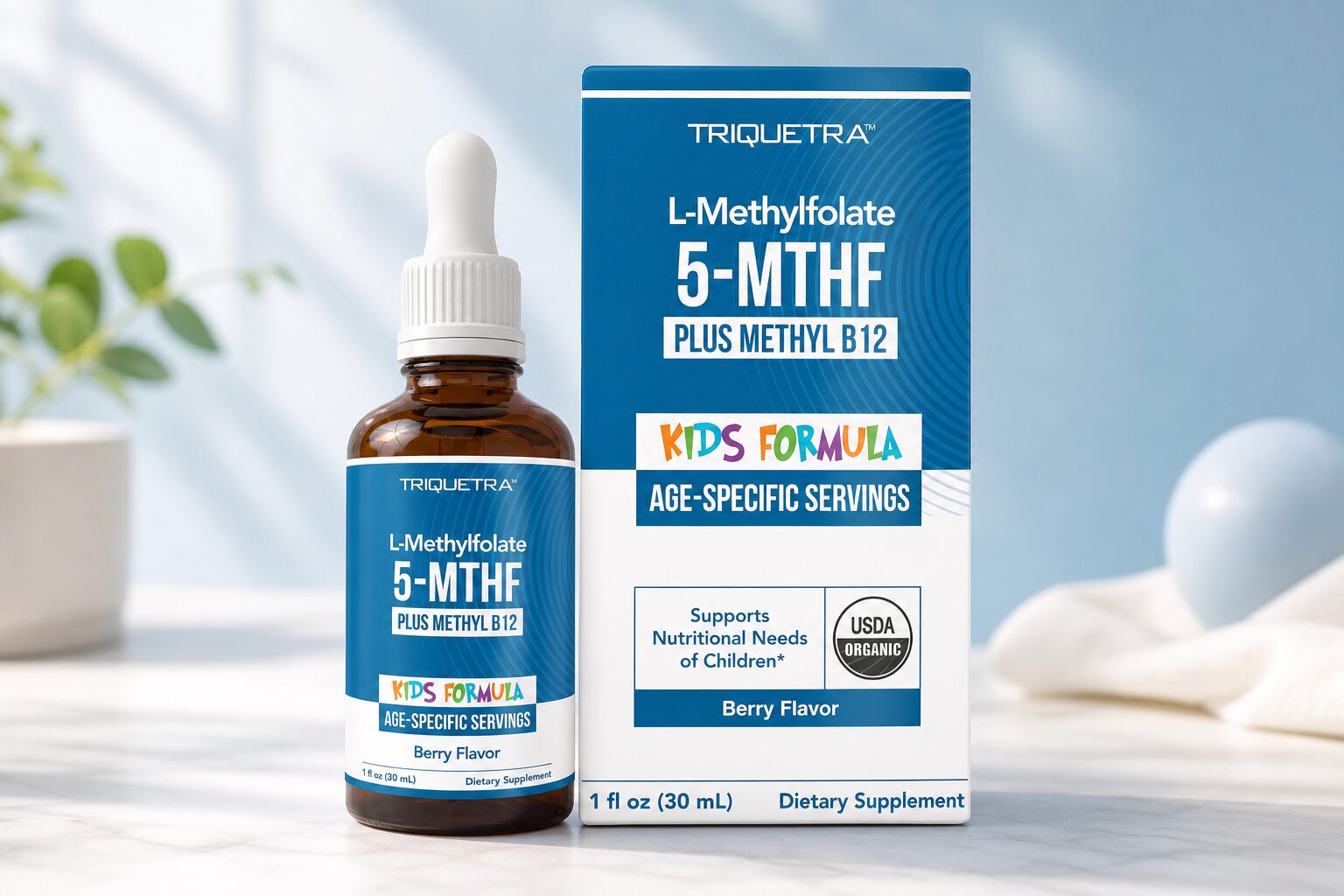 Triquetra L-Methylfolate 5-MTHF Plus Methyl B12 kids formula supplement
